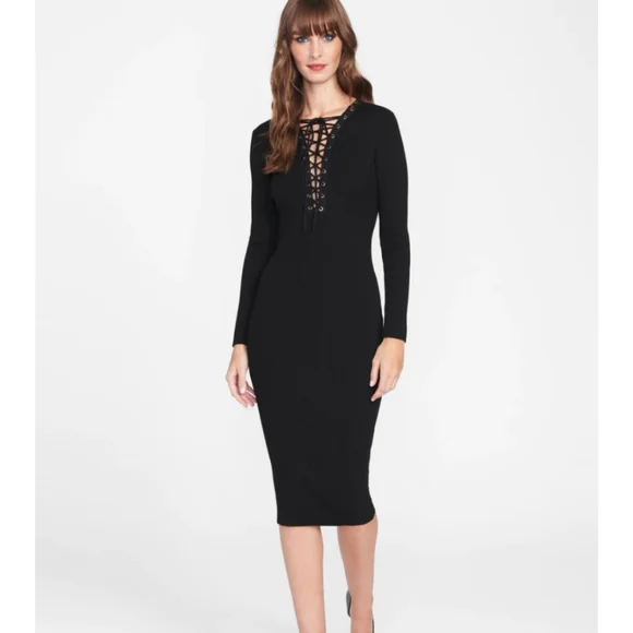 knee length dresses for ladies Tova | Black High-Neck Long-Sleeve Maxi Dress main image 0